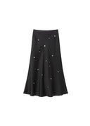 Metal-Embellished Satin Skirt
