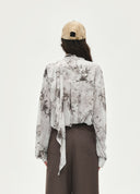 Necklace-Decorated Scarf Print Top