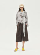 Necklace-Decorated Scarf Print Top