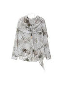 Necklace-Decorated Scarf Print Top