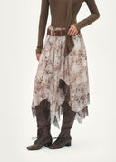 Textured Print Midi Skirt