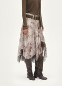 Textured Print Midi Skirt