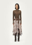 Textured Print Midi Skirt