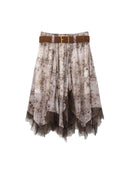 Textured Print Midi Skirt