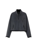 “AVVENN LITE” Grey Stand-Collar Sweatshirt