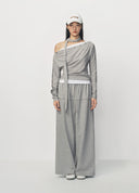 Tie Neck Buttoned Batwing Sleeve T Shirt