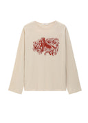 Light Yellow Little Bamboo Horse Graphic Crewneck T-Shirt