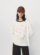 White Floral Print Crewneck T Shirt