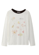 White Floral Print Crewneck T Shirt