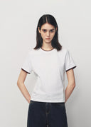 White Contrast Trim Slogan Print T Shirt
