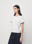 White Contrast Trim Slogan Print T Shirt