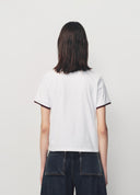 White Contrast Trim Slogan Print T Shirt