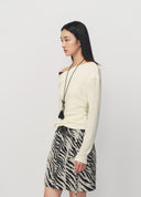 Relaxed Off White Asymmetric One Shoulder Long Sleeve T Shirt