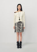 Relaxed Off White Asymmetric One Shoulder Long Sleeve T Shirt