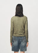 Green Textured Twist Detail T Shirt