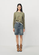 Green Textured Twist Detail T Shirt