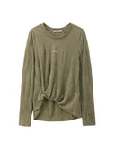 Green Textured Twist Detail T Shirt