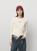 Pure White Knot Detail Waist Fitted T Shirt