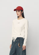 Pure White Knot Detail Waist Fitted T Shirt