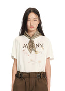 Floral Scarf-Detail T-shirt