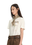 Floral Scarf-Detail T-shirt