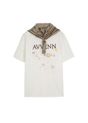 Floral Scarf-Detail T-shirt