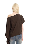 Relaxed one-shoulder asymmetric printed T-shirt