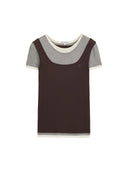 Layered color-block fitted T-shirt