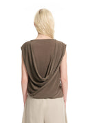 Adjustable metal-buckle ruched top