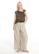 Adjustable metal-buckle ruched top