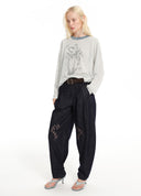 Bare-touch floral stripe T-shirt