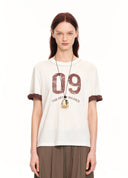 White Flocked 09 Tee
