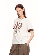 White Flocked 09 Tee