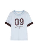 Blue Flocked 09 Tee