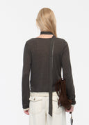 Lace-Panel Draped Wool Top