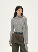 Striped Shoulder Scarf T-Shirt