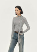 Striped Shoulder Scarf T-Shirt