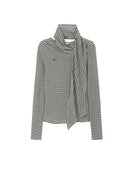 Striped Shoulder Scarf T-Shirt