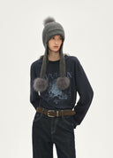 Asymmetric-Shoulder Spray-Print T-Shirt