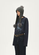 Asymmetric-Shoulder Spray-Print T-Shirt