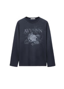 Asymmetric-Shoulder Spray-Print T-Shirt