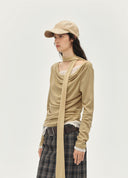 Lace Panel Draped Neck TEE