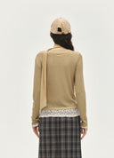 Lace Panel Draped Neck TEE