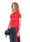 Asymmetric Tie-Waist Henley Knit