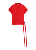Asymmetric Tie-Waist Henley Knit