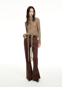 Embroidered Tie-Hem Mohair Knit