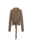 Embroidered Tie-Hem Mohair Knit