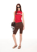Half-Zip Stripe Knit Tank