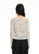 Paisley Jacquard Asymmetric Knit Top