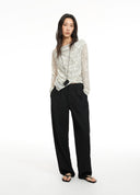 Paisley Jacquard Asymmetric Knit Top